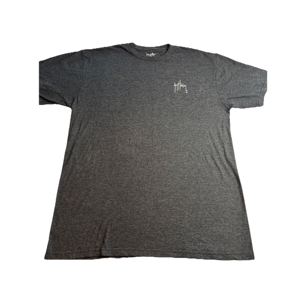 Guy Harvey Original T-Shirt Mens Tee Pirate‎ Skull & Crossbones Gray Teal Med